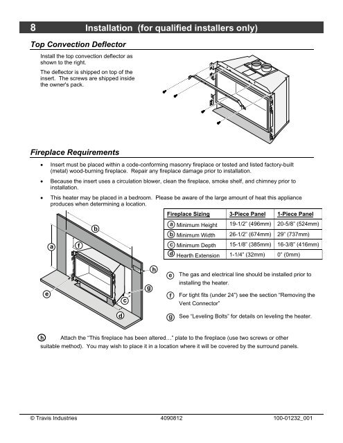 DVS GSR Insert Owner's Manual - Travis Industries Dealer Services ...