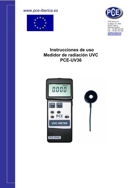 Instrucciones de uso Medidor de radiación UVC PCE ... - PCE Ibérica