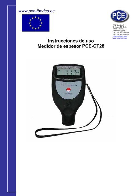 Instrucciones de uso Medidor de espesor PCE-CT28 - PCE Ibérica
