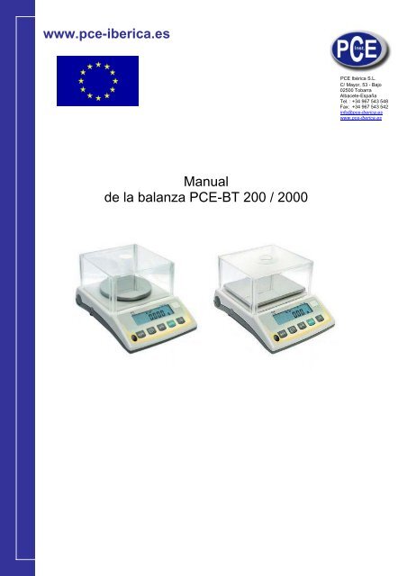 www.pce-iberica.es Manual de la balanza PCE-BT 200 / 2000