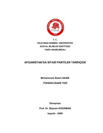 afganistan'da siyasi partiler tarihÃ§esi - SÃ¼leyman Demirel Ãniversitesi