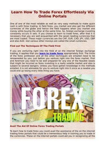 Learn How To Trade Forex Effortlessly Via Online Portals