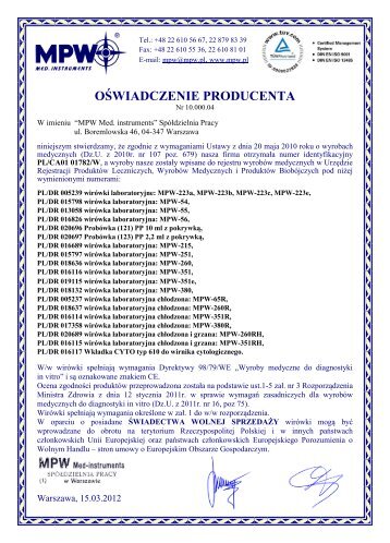 pobierz - MPW MED. INSTRUMENTS SpÃ³Ådzielnia Pracy