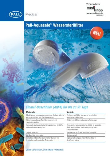 Produktdatenblatt Pall Aquasafe Duschfilter - Medishop