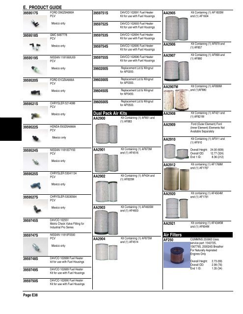 AF921M Fleetguard Air Filter Primary Part No