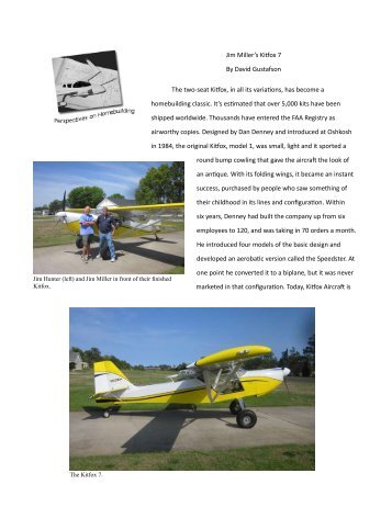 Jim Miller's Kitfox 7 By David Gustafson The two ... - Aircraft Spruce