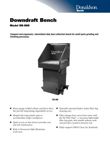 Donaldson Torit DB-800 Downdraft Bench