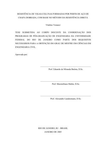 Vitalino Venanci - Programa de Engenharia Civil - COPPE/UFRJ