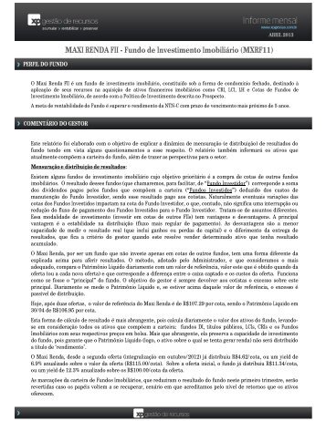 MAXI RENDA FII - Fundo de Investimento ImobiliÃ¡rio ... - Citibank