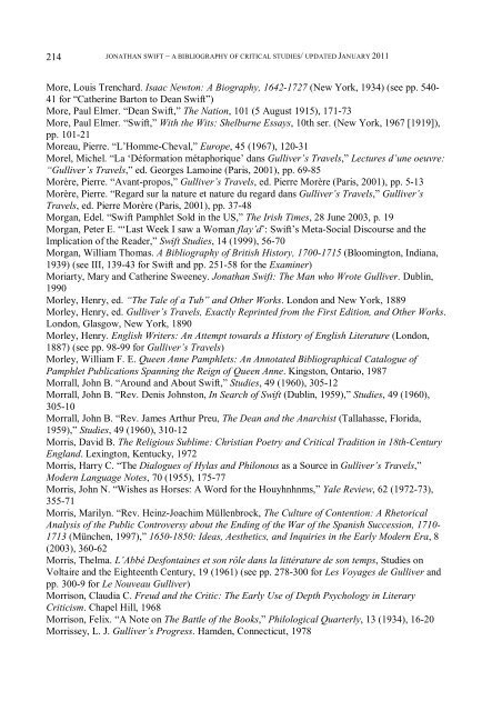 jonathan swift a bibliography of critical studies in - English ...