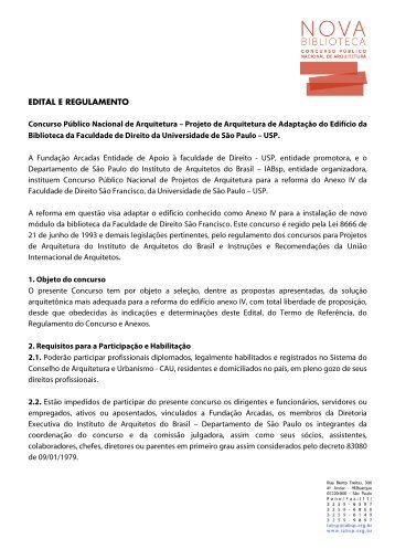 EDITAL E REGULAMENTO Concurso PÃºblico Nacional de ... - IAB SP