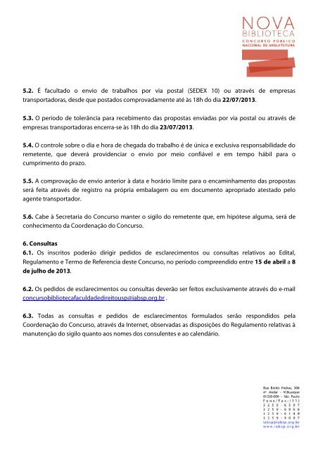 EDITAL E REGULAMENTO Concurso PÃºblico Nacional de ... - IAB SP