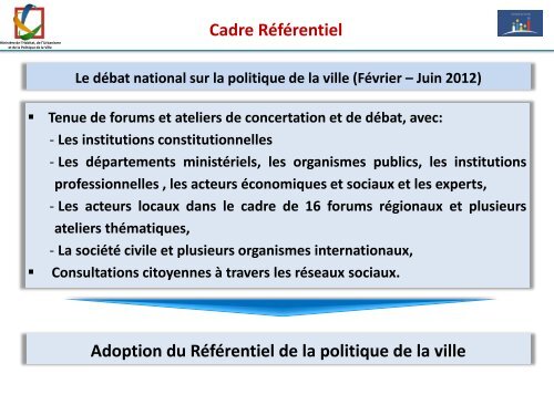 Cadre Référentiel - Ministère de l'Habitat, de l'urbanisme et de la ...