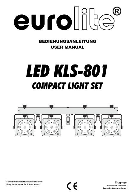 USER MANUAL LED KLS-801 Compact Light Set