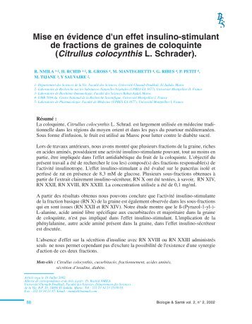 Mise en Ã©vidence d'un effet insulino-stimulant de ... - Biologie & SantÃ©