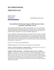 RECORDED BOOKS PRESS RELEASE