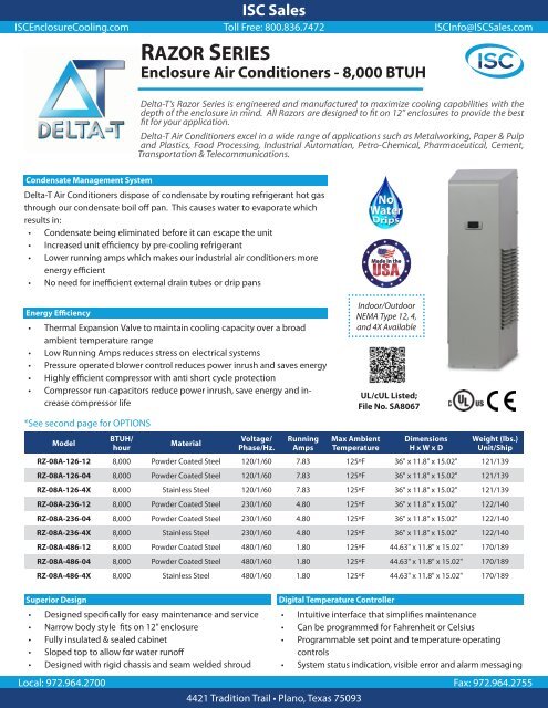 RAZOR SERIES - ISC Enclosure Cooling