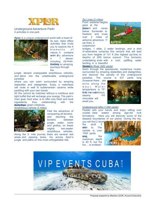 CANCUN OPTIONAL EXCURSIONS 2016  | Prices are indicative and may slightly vary at the time of booking | 