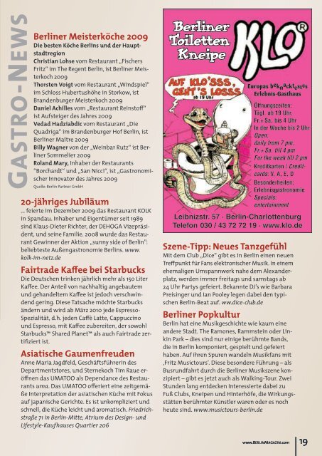Titelseite der 19. Ausgabe - Das Berlinmagazin