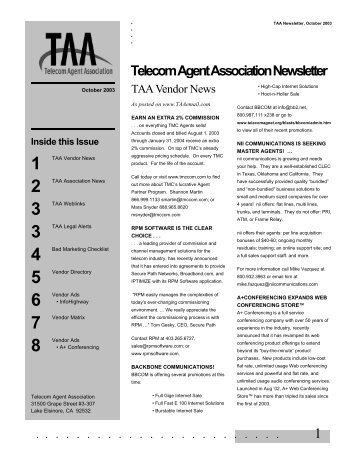 Telecom Agent Association Newsletter - Telecom Association Home ...