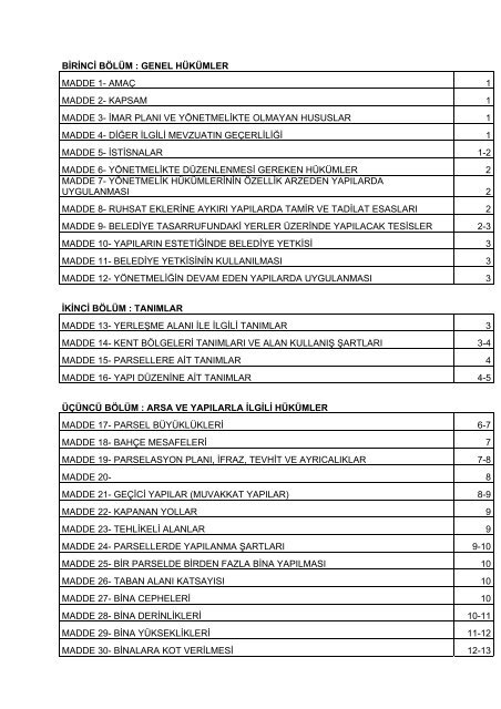 Imar Yonetmeligi (pdf) - TransAnatolie