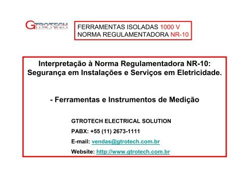 para atender a norma NR-10. - Getrotech