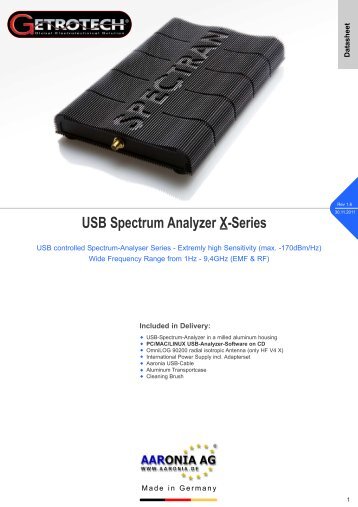 USB Spectrum Analyzer X-Series - Getrotech