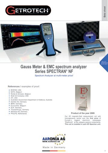 Gauss Meter & EMC spectrum analyzer Series ... - Getrotech