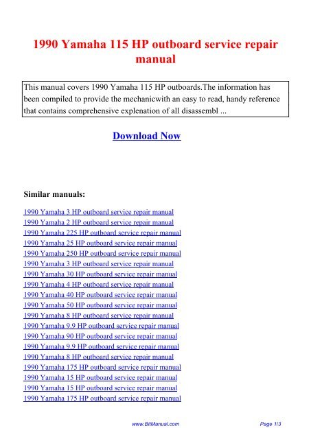 1991 YAMAHA T9 9 HP OUTBOARD SERVICE REPAIR MANUAL visual data 4