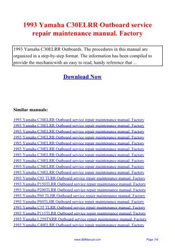 1993 Yamaha C30ELRR Outboard service repair ... - Bit Manual