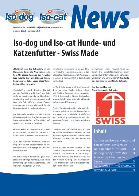 Iso-dog und Iso-cat Hunde- und Katzenfutter - Swiss Made
