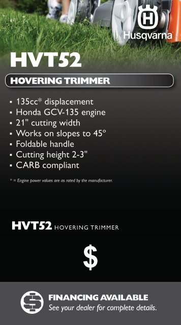 135cc* displacement Honda GCV-135 engine ... - Husqvarna Group