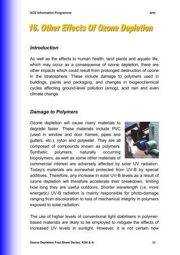 Ozone Depletion Fact Sheet Series - Lord Grey School