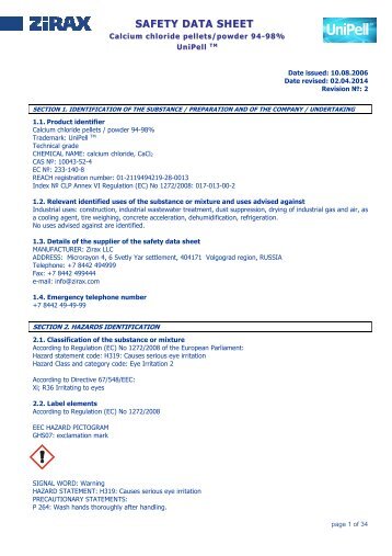 Calcium Chloride Pellets 90% min Technical Grade - Zirax