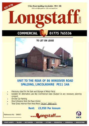 unit to the rear of 86 winsover road spalding, lincolnshire ... - Longstaff