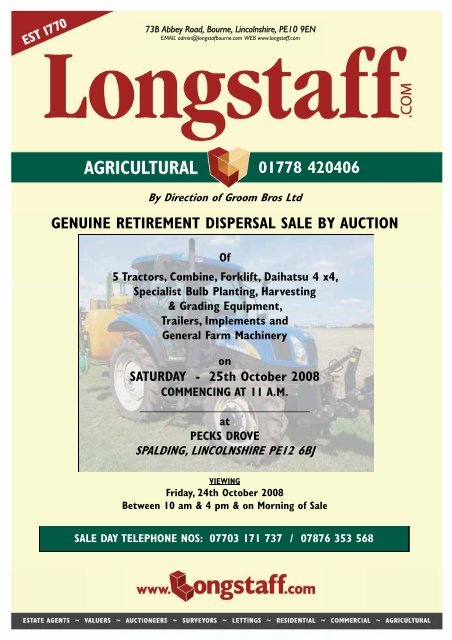 genuine retirement dispersal sale by auction - Longstaff