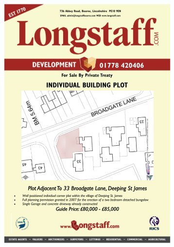 Particulars - 33 Broadgate Lane, Deeping St James - Longstaff