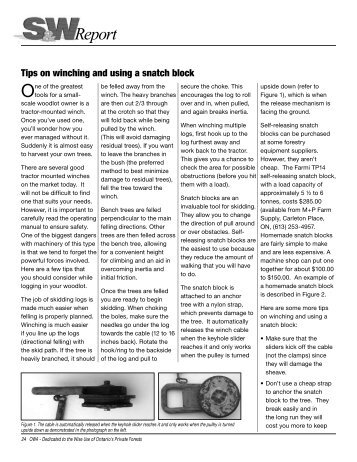 Tips on winching and using a snatch block - Ontario woodlot.com