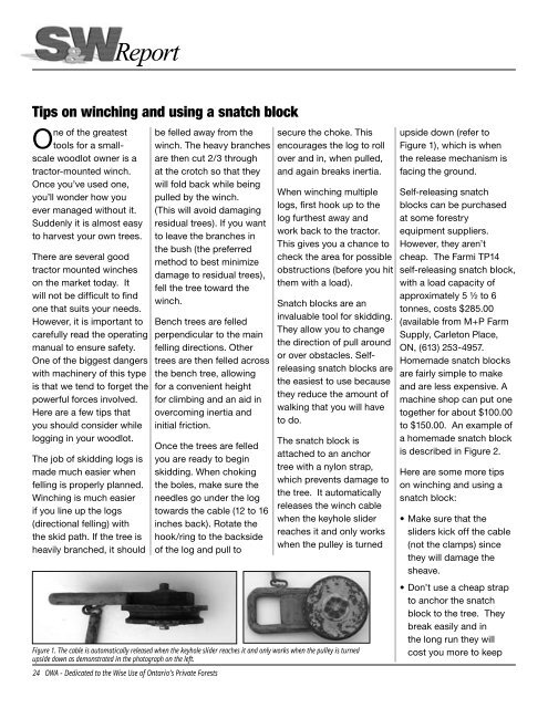 Tips on winching and using a snatch block - Ontario woodlot.com