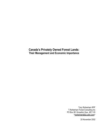 Canada's Privately Owned Forest Lands: - Ontario woodlot.com