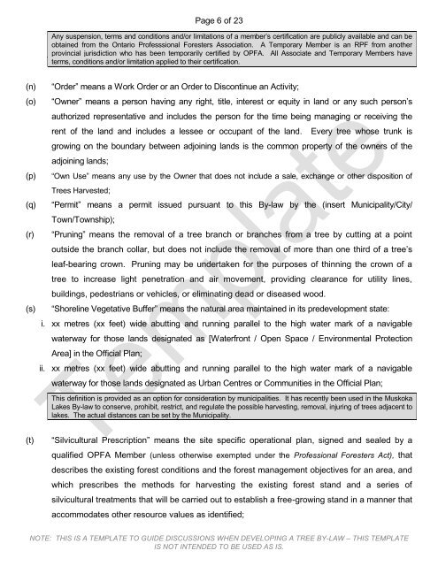 Tree Conservation By-law Template - Ontario woodlot.com