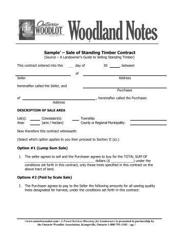 Sample Contract - Selling Standing Timber - the Ontario Woodlot ...