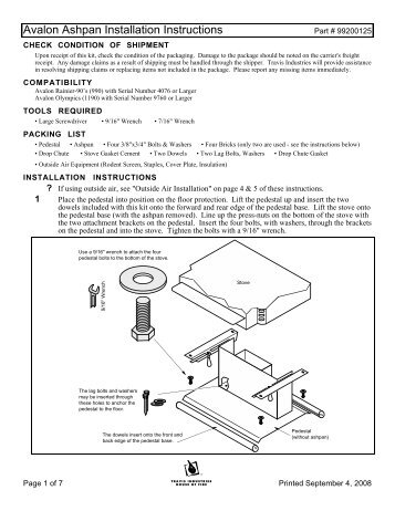 Ash Pan Pedestal - Instructions - Avalon