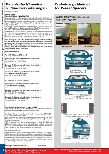 H&R Hinweise Spurverbreiterungen - TRC-Tuning