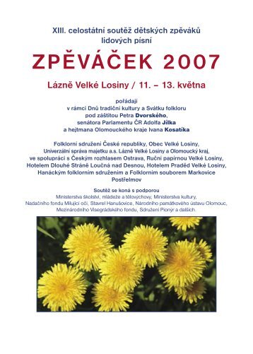 Sborník vydaný k letošním Zpěváčkům (PDF) - Folklorní sdružení ČR
