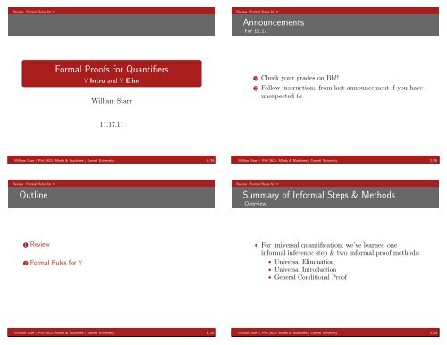 Formal Proofs for Quantifiers - Will Starr