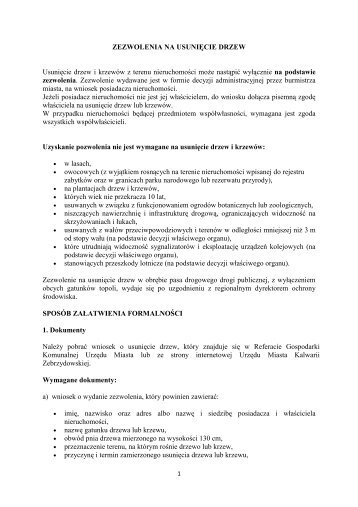 ZEZWOLENIA NA USUNIĘCIE DRZEW Usunięcie drzew i krzewów ...