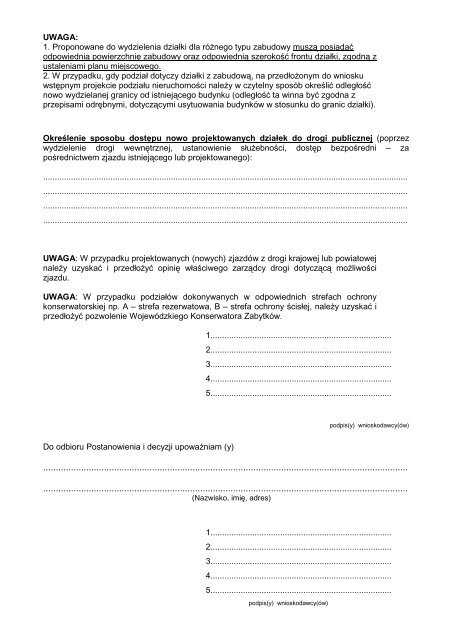 wniosek o podział nieruchomości - Kalwaria Zebrzydowska, Urząd ...