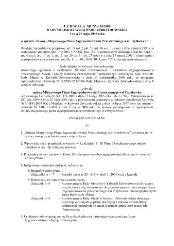 U C H W A Ł A NR XV/159/2008 RADY MIEJSKIEJ W KALWARII ...