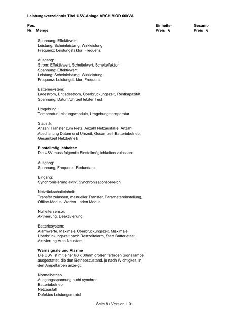 Leistungsverzeichnis Archimod 60kVA V1-01 - Meta System ...